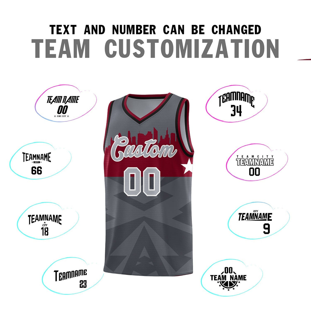 Custom Dark Gray Personalized City Silhouette Pattern Sports Uniform Basketball Jersey|KXKSHOP