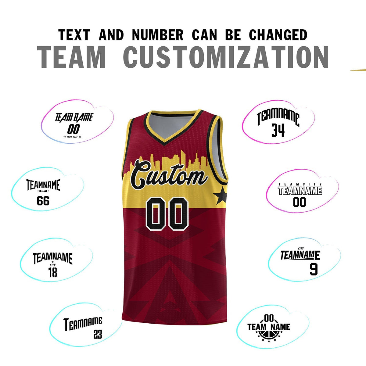 Custom Crimson Personalized City Silhouette Pattern Sports Uniform Basketball Jersey|KXKSHOP