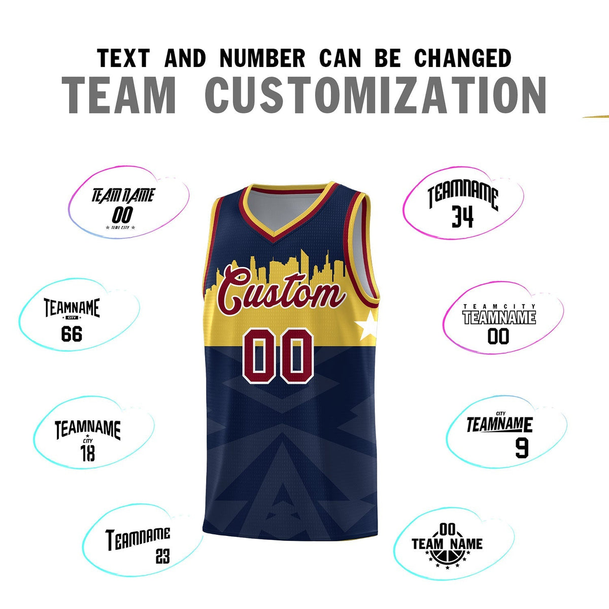 Custom Navy Personalized City Silhouette Pattern Sports Uniform Basketball Jersey|KXKSHOP