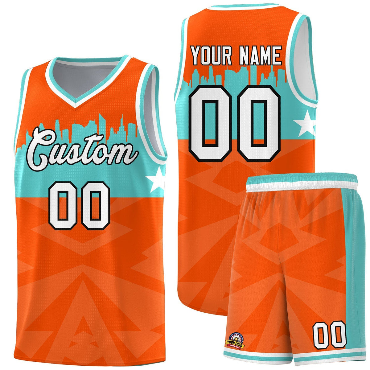 Custom Orange Personalized City Silhouette Pattern Sports Uniform Basketball Jersey|KXKSHOP