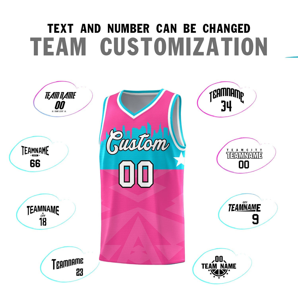 Custom Pink Personalized City Silhouette Pattern Sports Uniform Basketball Jersey|KXKSHOP