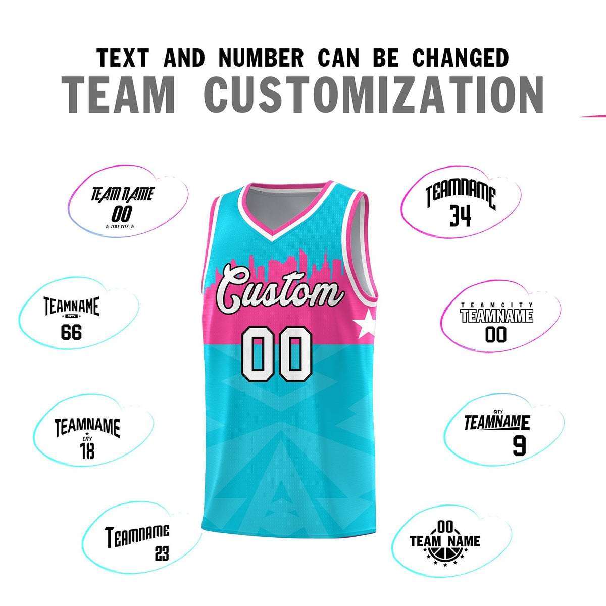 Custom Sky Blue Personalized City Silhouette Pattern Sports Uniform Basketball Jersey|KXKSHOP