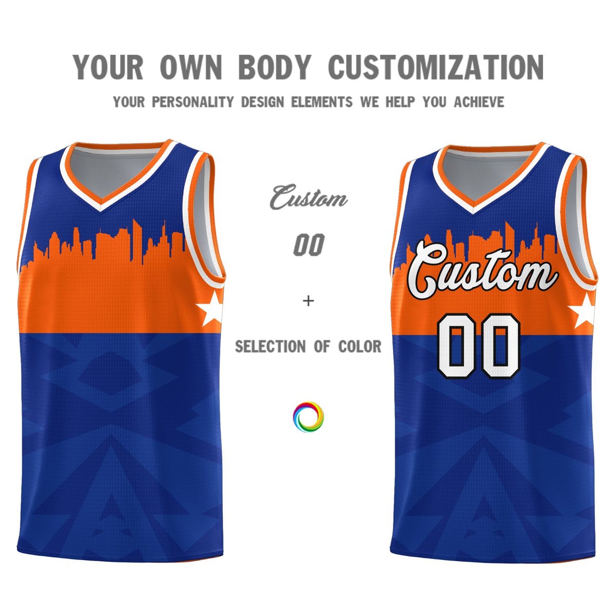 Custom Royal Personalized City Silhouette Pattern Sports Uniform Basketball Jersey|KXKSHOP