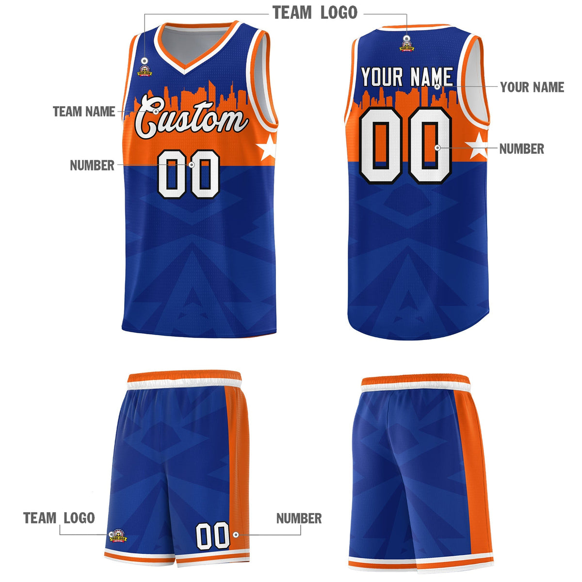 Custom Royal Personalized City Silhouette Pattern Sports Uniform Basketball Jersey|KXKSHOP