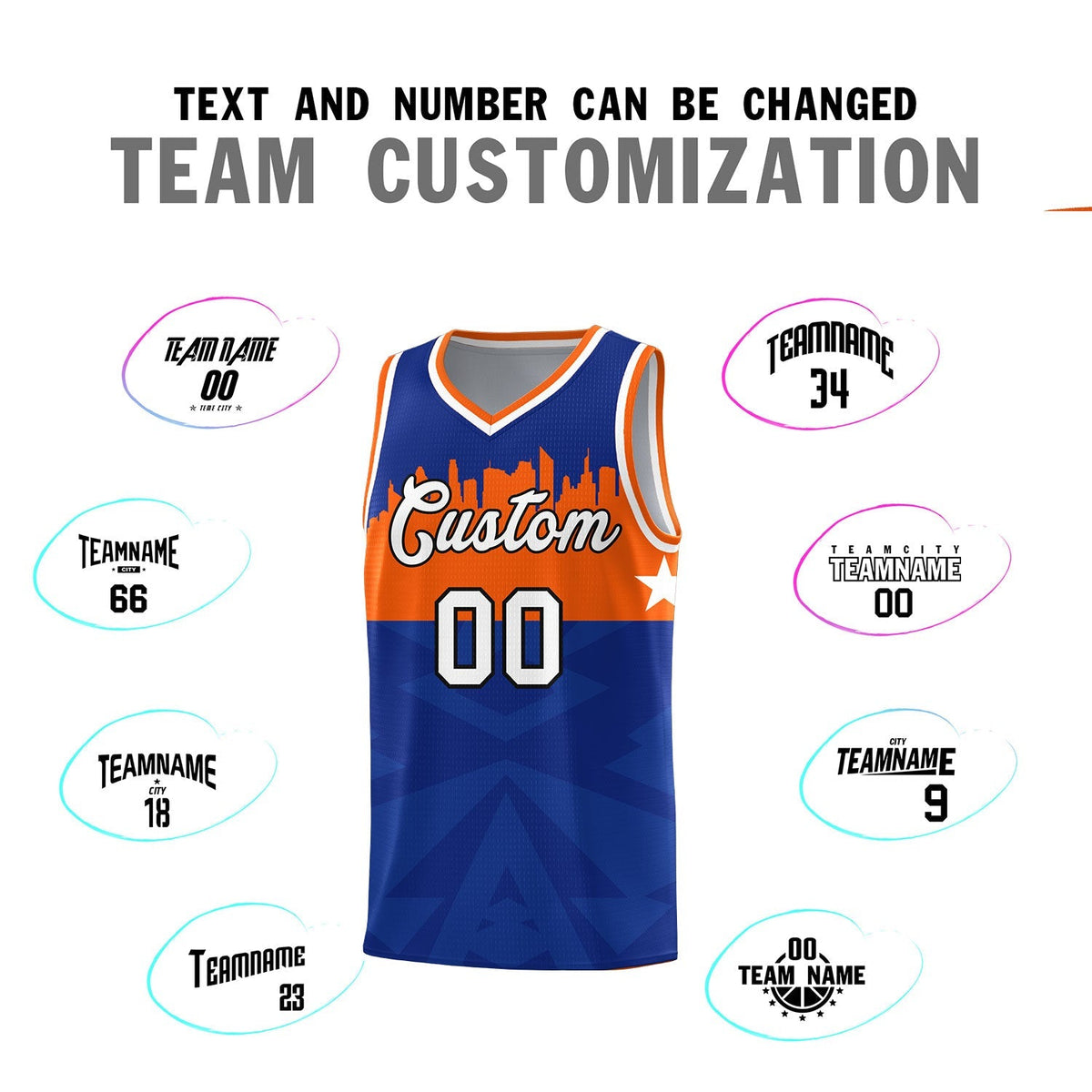 Custom Royal Personalized City Silhouette Pattern Sports Uniform Basketball Jersey|KXKSHOP