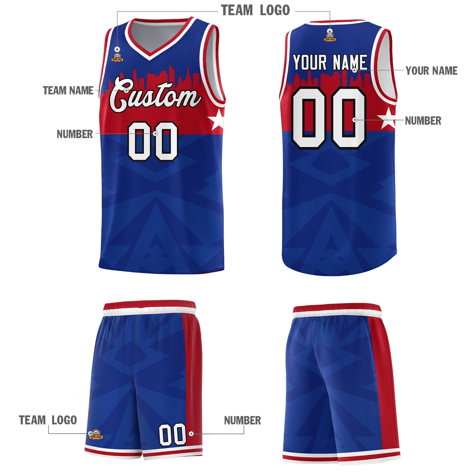 Custom Royal Personalized City Silhouette Pattern Sports Uniform Basketball Jersey|KXKSHOP