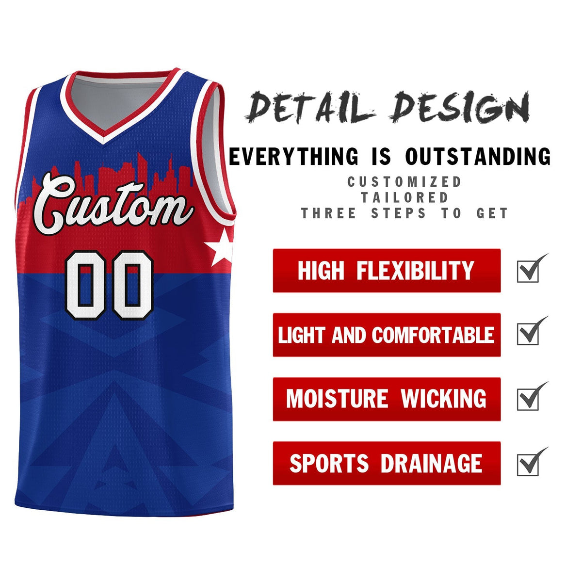 Custom Royal Personalized City Silhouette Pattern Sports Uniform Basketball Jersey|KXKSHOP