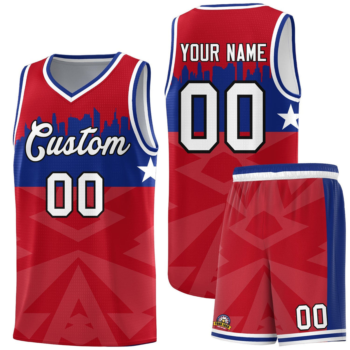 Custom Red Personalized City Silhouette Pattern Sports Uniform Basketball Jersey|KXKSHOP