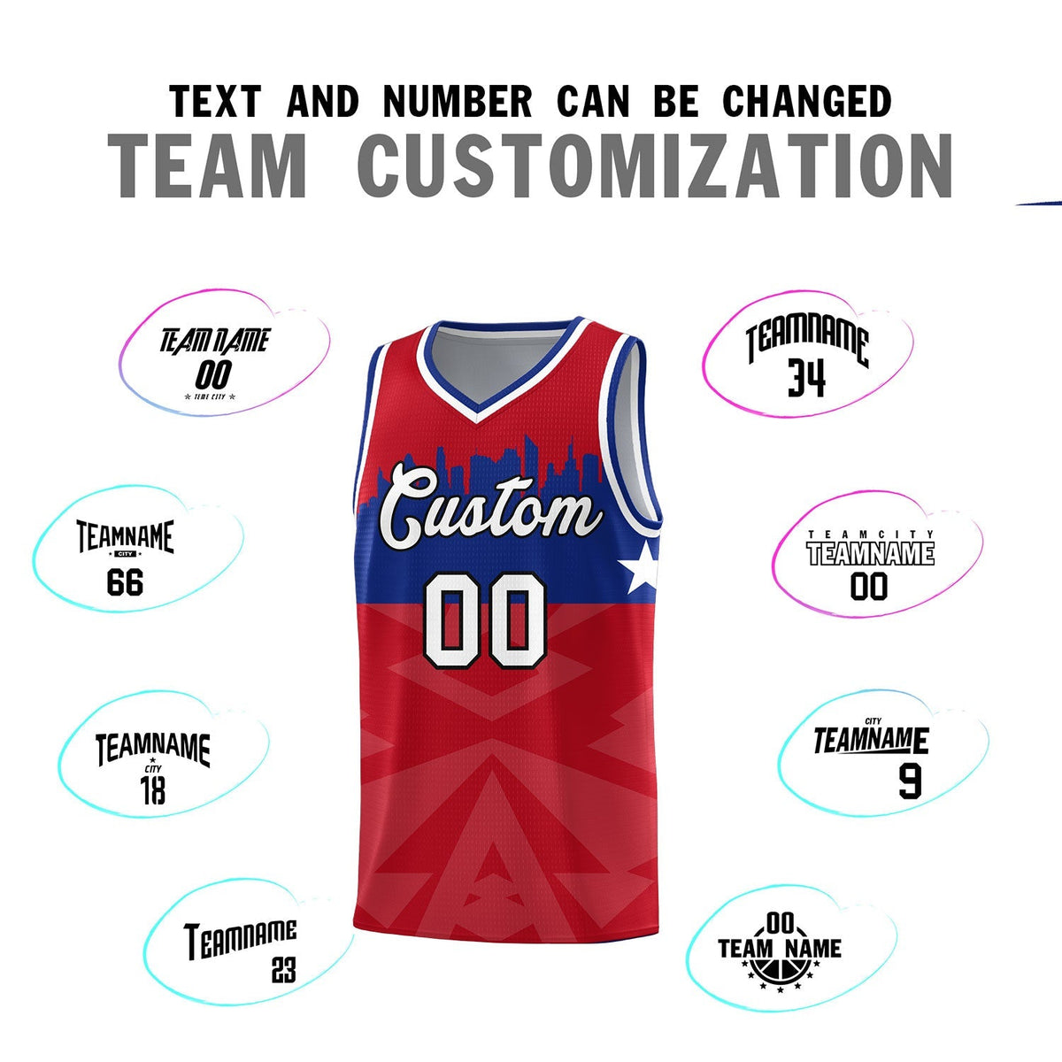 Custom Red Personalized City Silhouette Pattern Sports Uniform Basketball Jersey|KXKSHOP