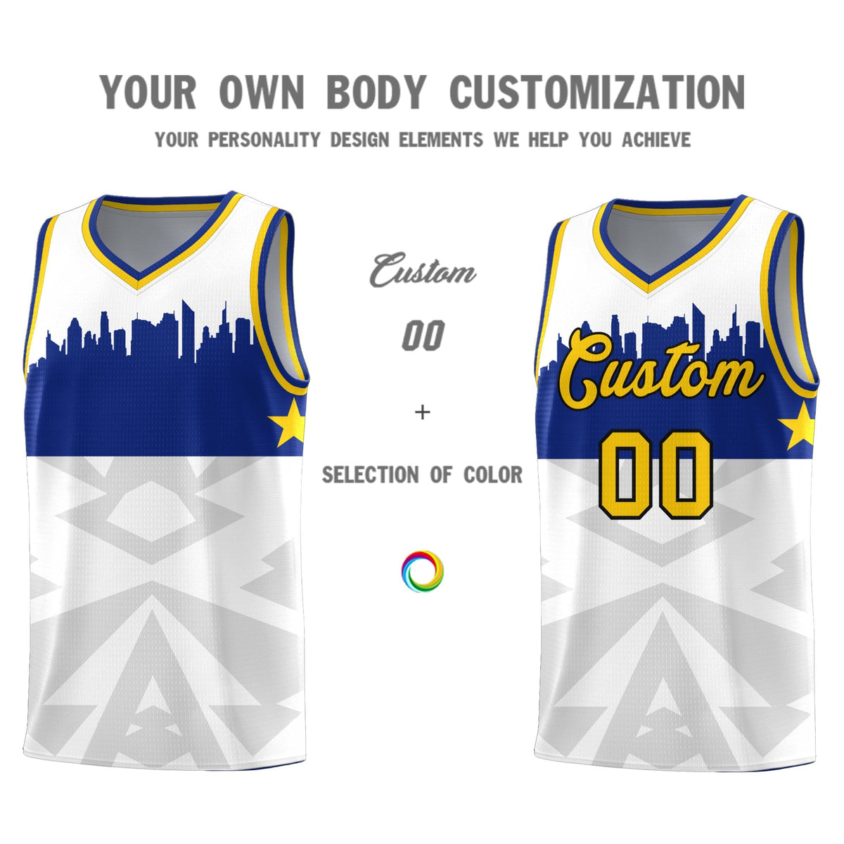 Custom White Personalized City Silhouette Pattern Sports Uniform Basketball Jersey|KXKSHOP