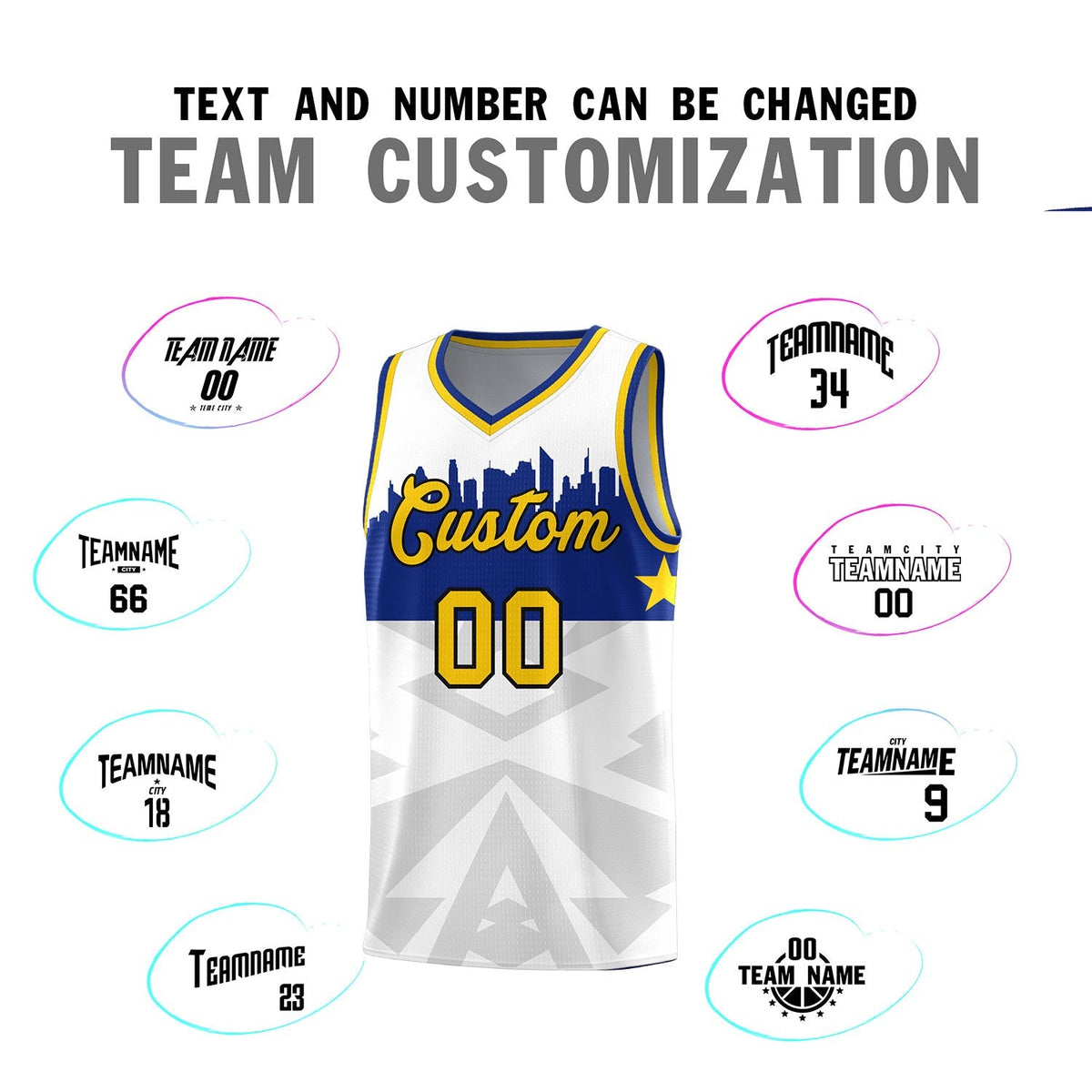 Custom White Personalized City Silhouette Pattern Sports Uniform Basketball Jersey|KXKSHOP