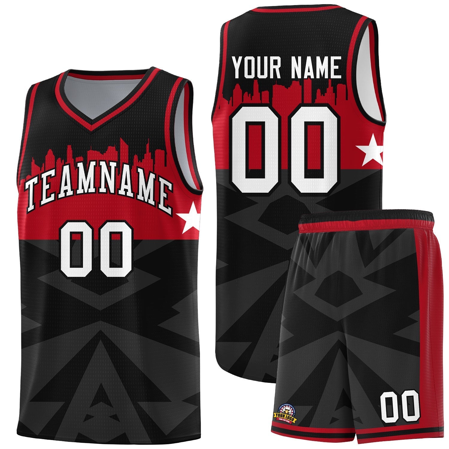 Custom Black Personalized City Silhouette Pattern Sports Uniform Basketball Jersey|KXKSHOP