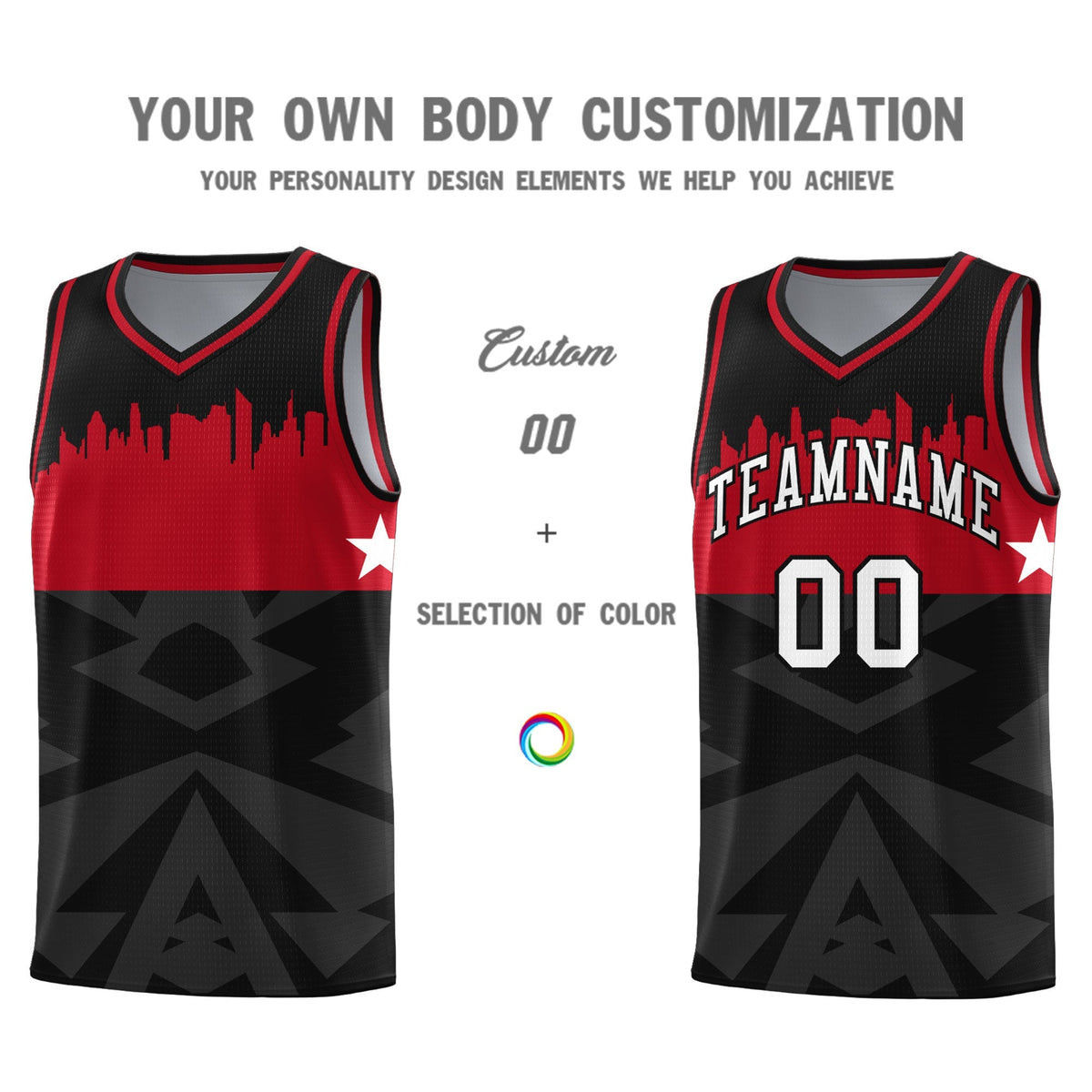 Custom Black Personalized City Silhouette Pattern Sports Uniform Basketball Jersey|KXKSHOP