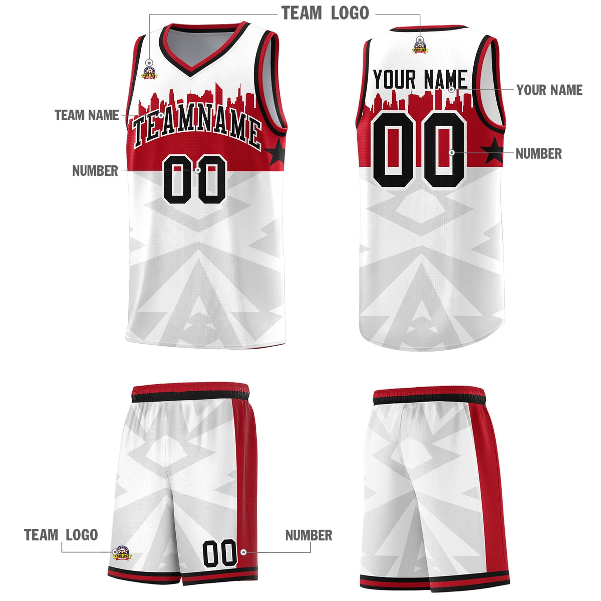 Custom White Personalized City Silhouette Pattern Sports Uniform Basketball Jersey|KXKSHOP