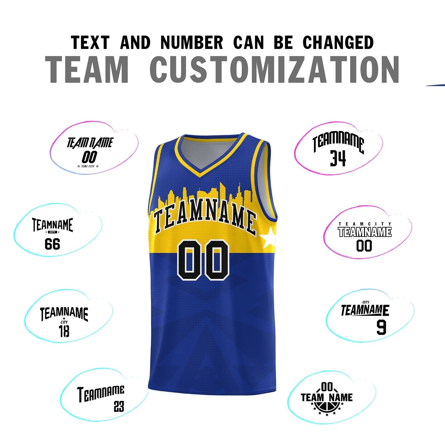 Custom Royal Personalized City Silhouette Pattern Sports Uniform Basketball Jersey|KXKSHOP