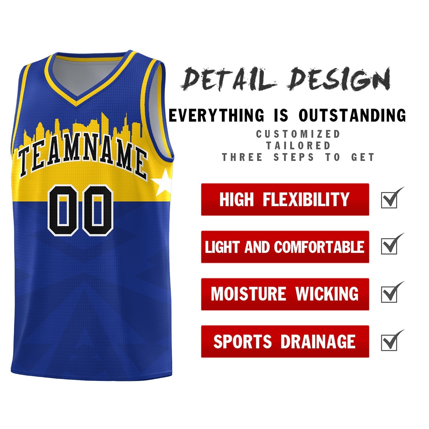 Custom Royal Personalized City Silhouette Pattern Sports Uniform Basketball Jersey|KXKSHOP