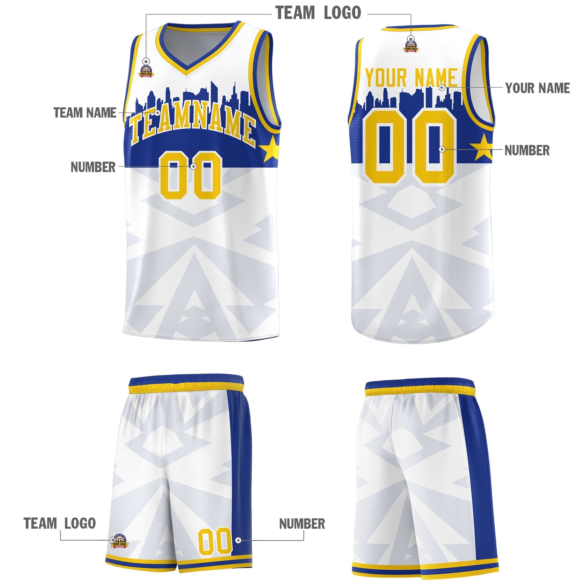 Custom White Personalized City Silhouette Pattern Sports Uniform Basketball Jersey|KXKSHOP