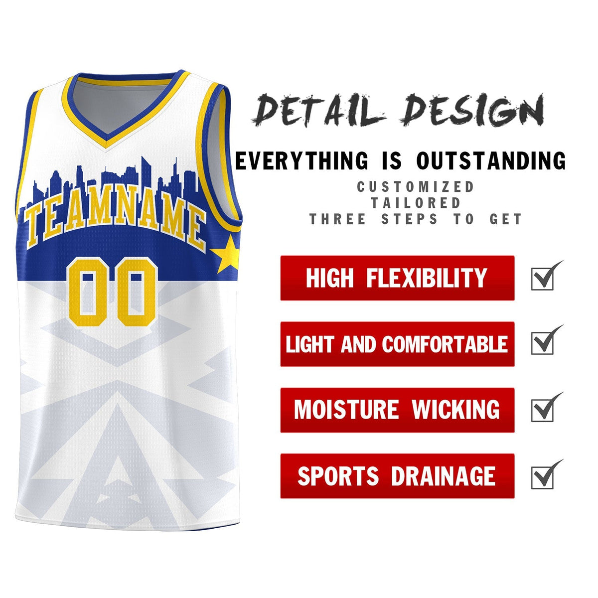 Custom White Personalized City Silhouette Pattern Sports Uniform Basketball Jersey|KXKSHOP