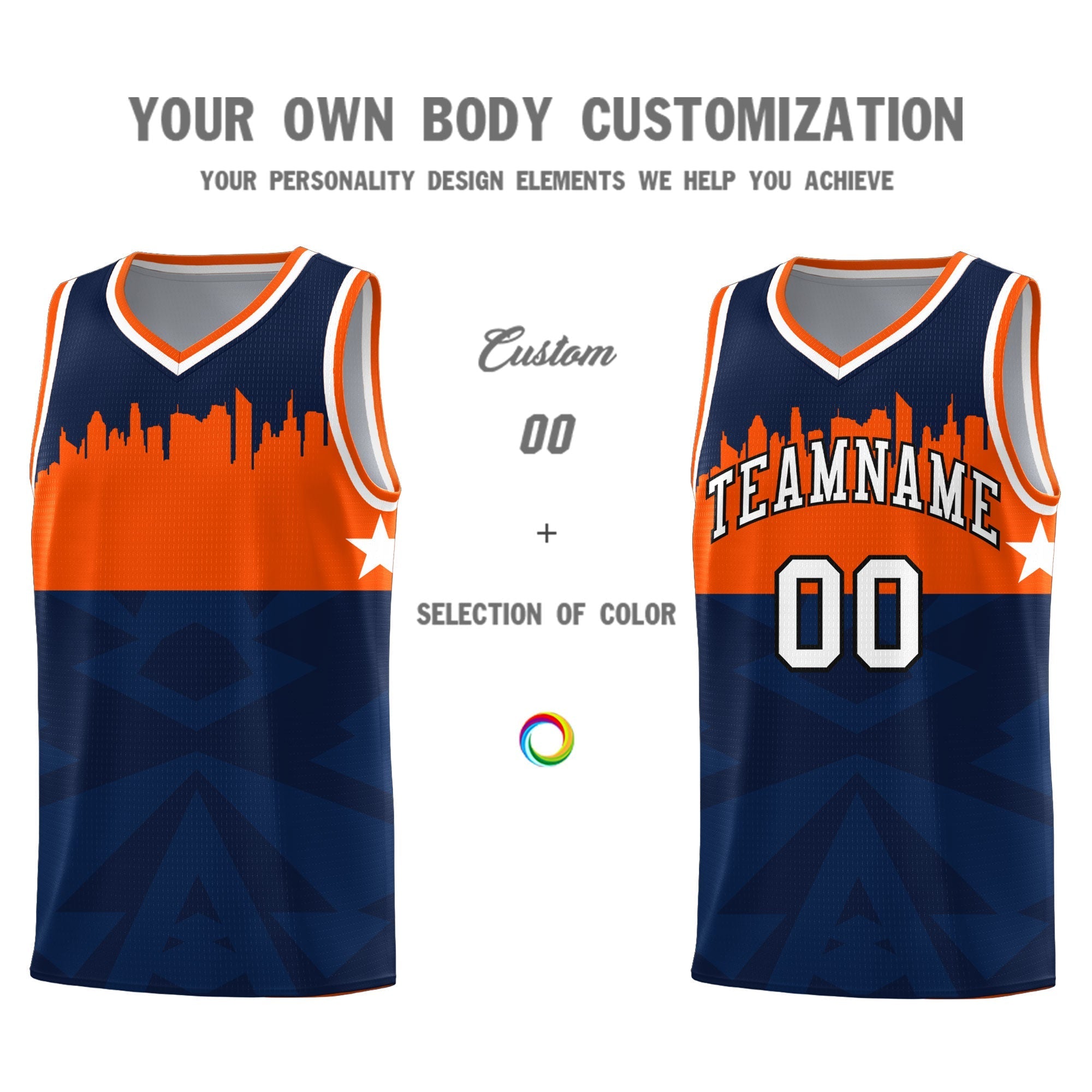 Custom Navy Personalized City Silhouette Pattern Sports Uniform Basketball Jersey|KXKSHOP