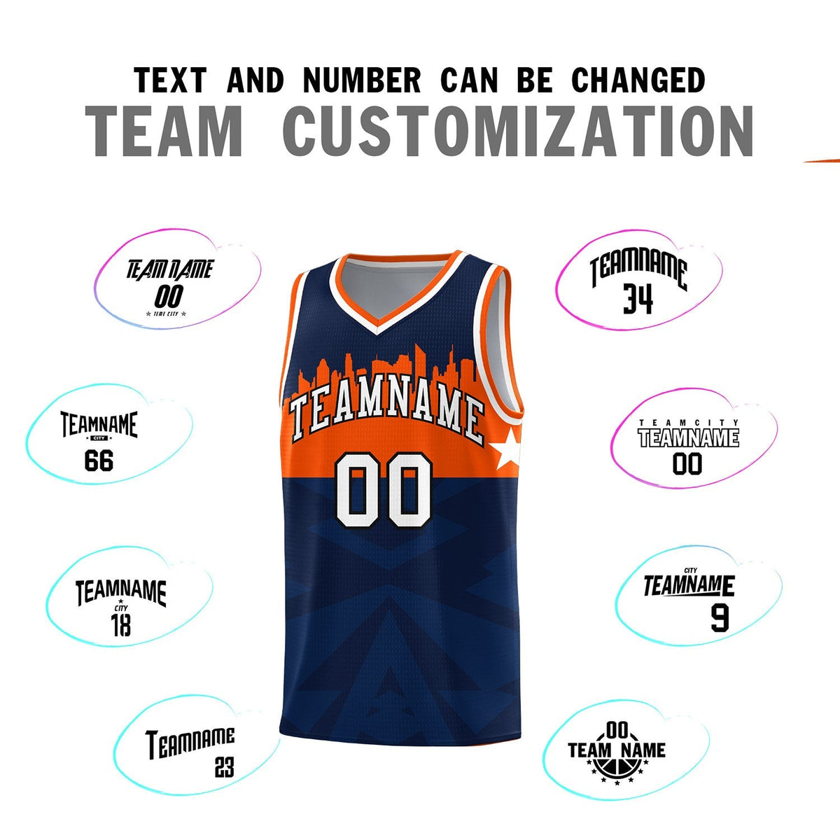 Custom Navy Personalized City Silhouette Pattern Sports Uniform Basketball Jersey|KXKSHOP