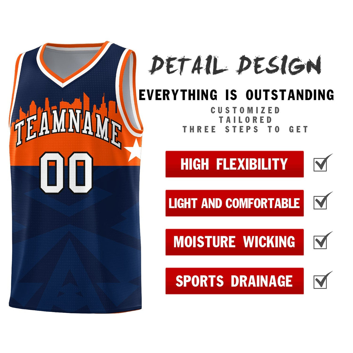 Custom Navy Personalized City Silhouette Pattern Sports Uniform Basketball Jersey|KXKSHOP