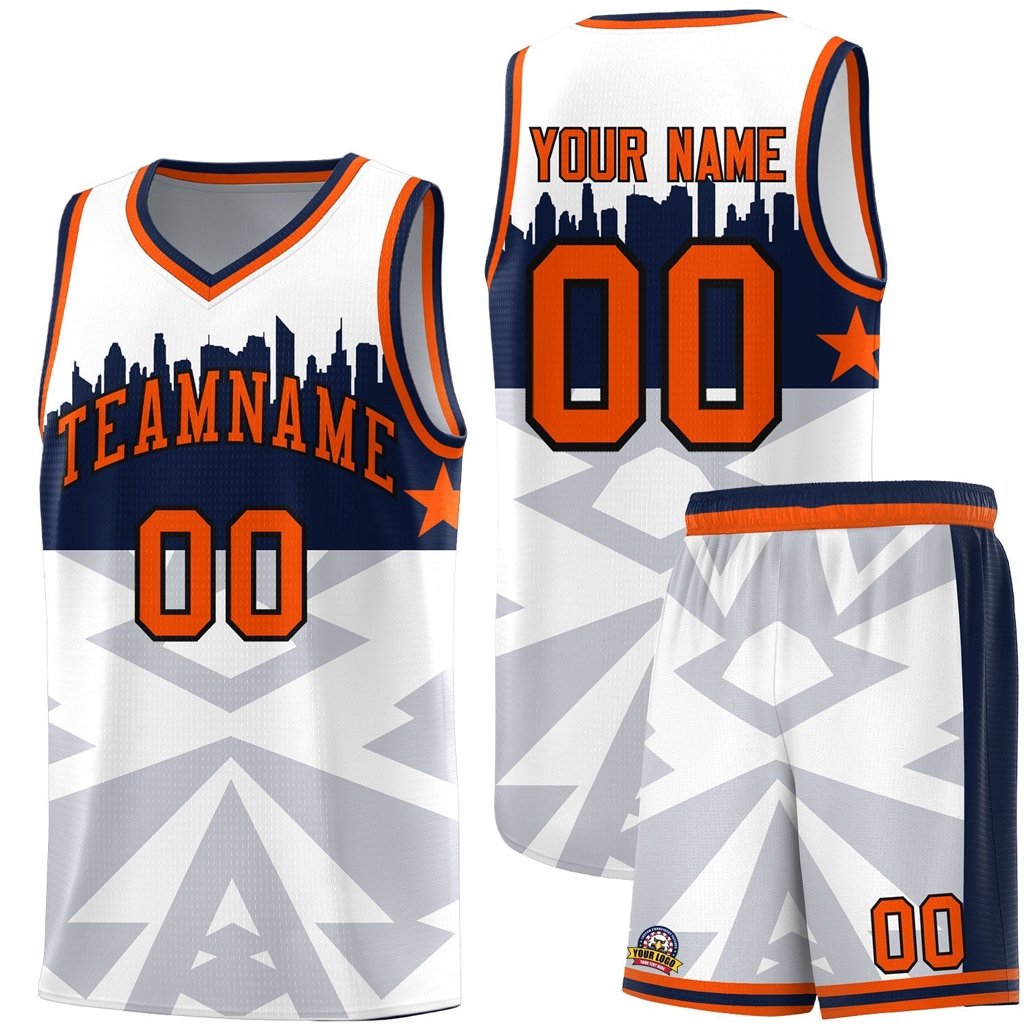 Custom White Personalized City Silhouette Pattern Sports Uniform Basketball Jersey|KXKSHOP