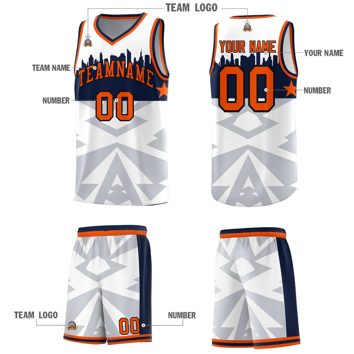 Custom White Personalized City Silhouette Pattern Sports Uniform Basketball Jersey|KXKSHOP