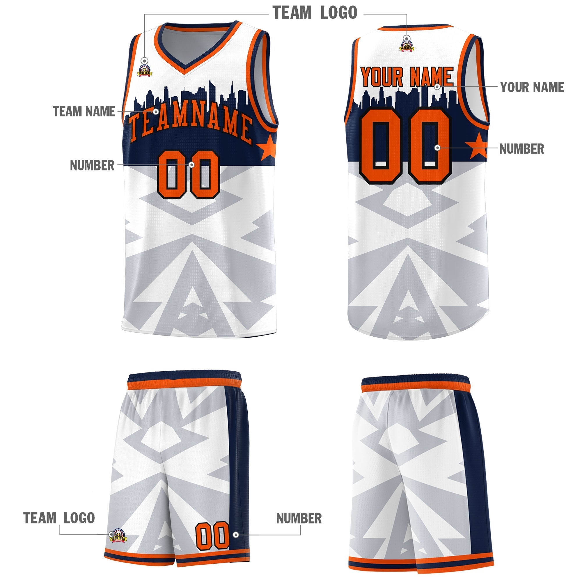Custom White Personalized City Silhouette Pattern Sports Uniform Basketball Jersey|KXKSHOP