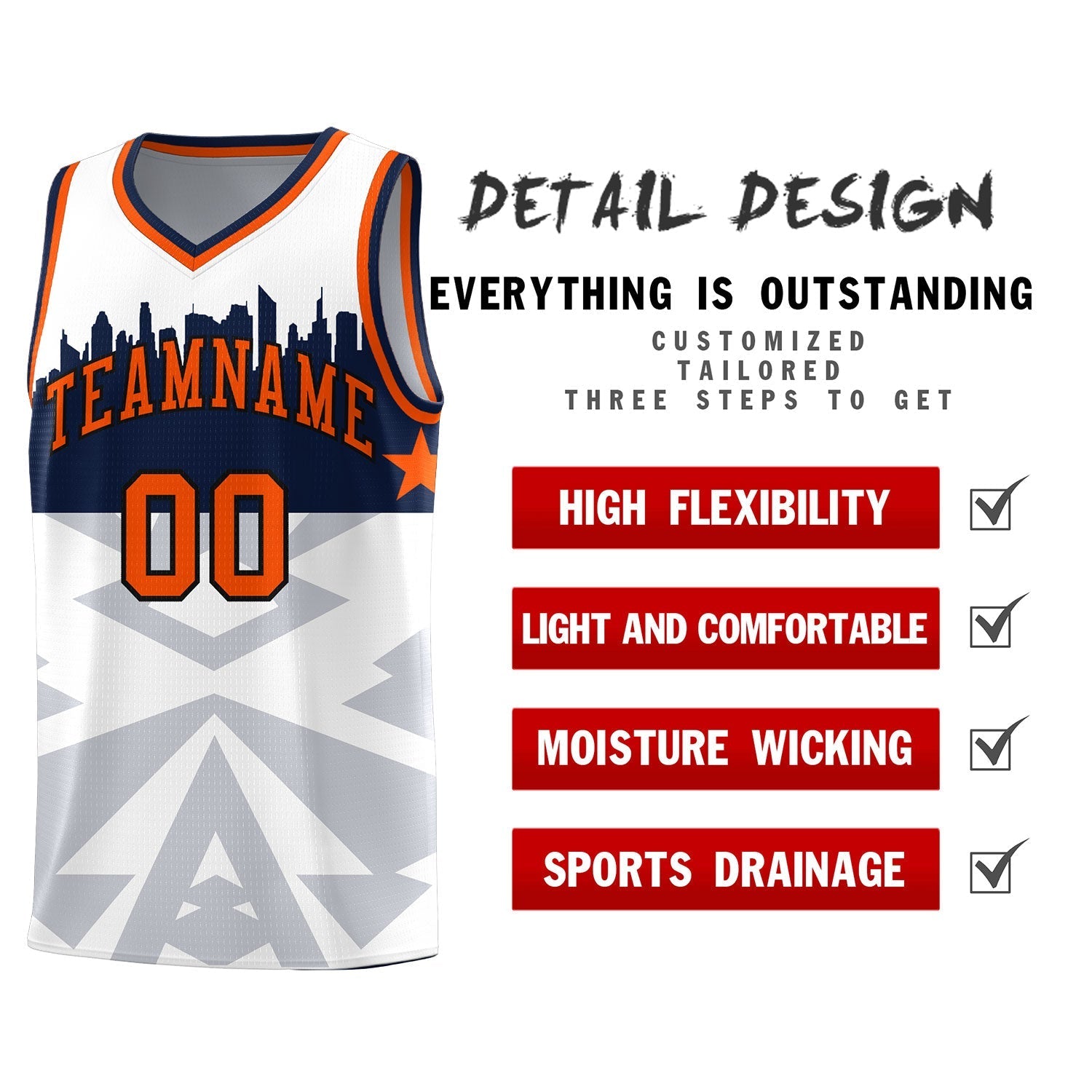 Custom White Personalized City Silhouette Pattern Sports Uniform Basketball Jersey|KXKSHOP