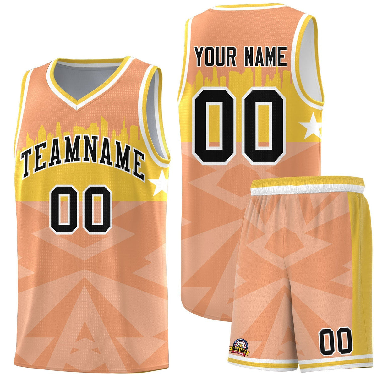 Custom Orange Personalized City Silhouette Pattern Sports Uniform Basketball Jersey|KXKSHOP