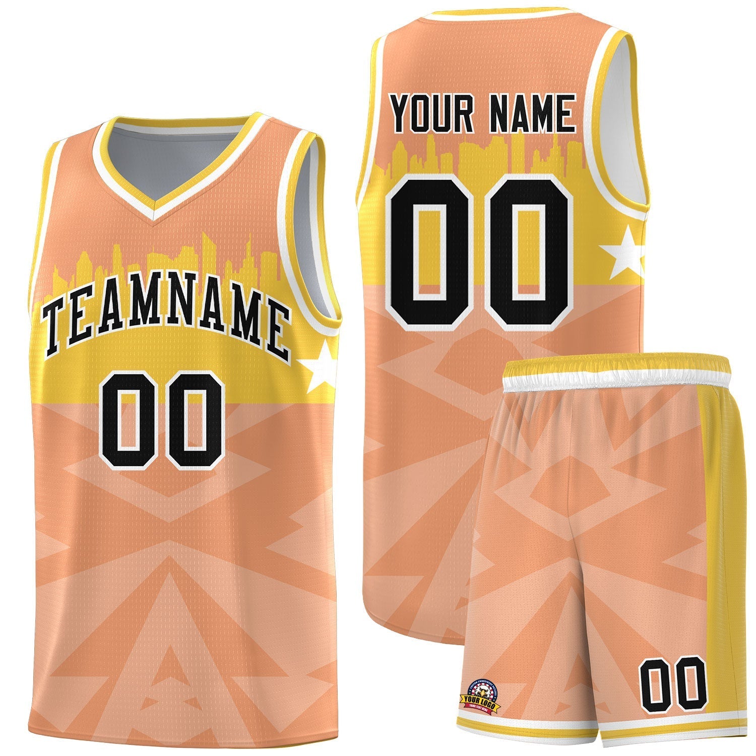 Custom Orange Personalized City Silhouette Pattern Sports Uniform Basketball Jersey|KXKSHOP
