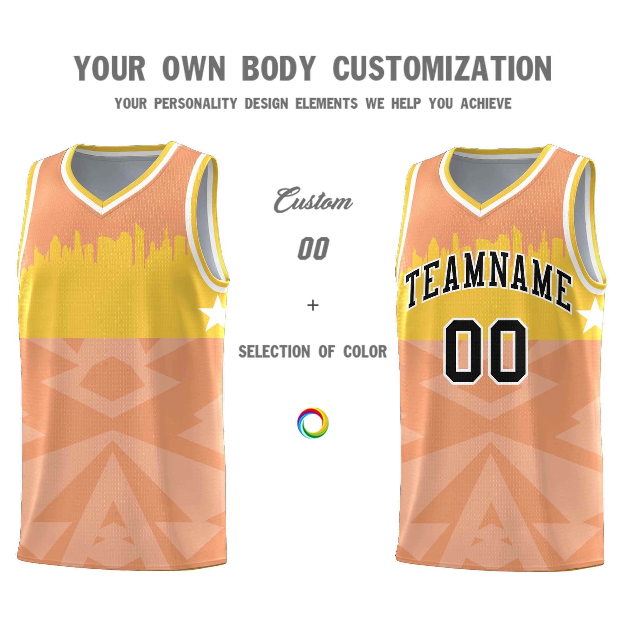 Custom Orange Personalized City Silhouette Pattern Sports Uniform Basketball Jersey|KXKSHOP