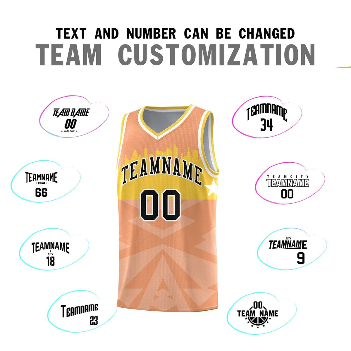 Custom Orange Personalized City Silhouette Pattern Sports Uniform Basketball Jersey|KXKSHOP
