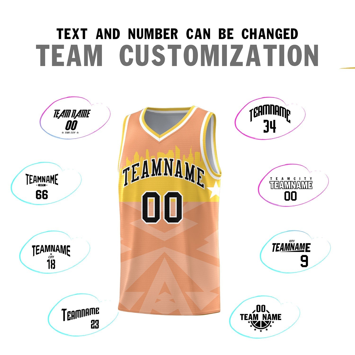Custom Orange Personalized City Silhouette Pattern Sports Uniform Basketball Jersey|KXKSHOP