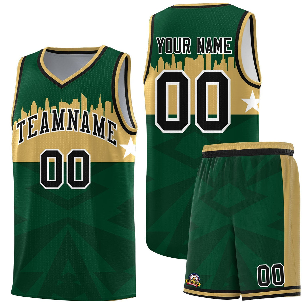 Custom Green Personalized City Silhouette Pattern Sports Uniform Basketball Jersey|KXKSHOP