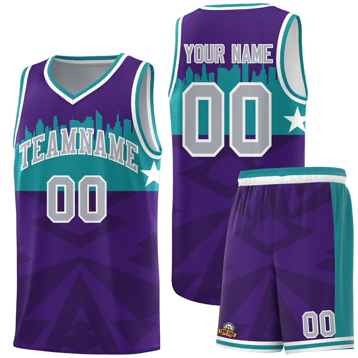 Custom Purple Personalized City Silhouette Pattern Sports Uniform Basketball Jersey|KXKSHOP