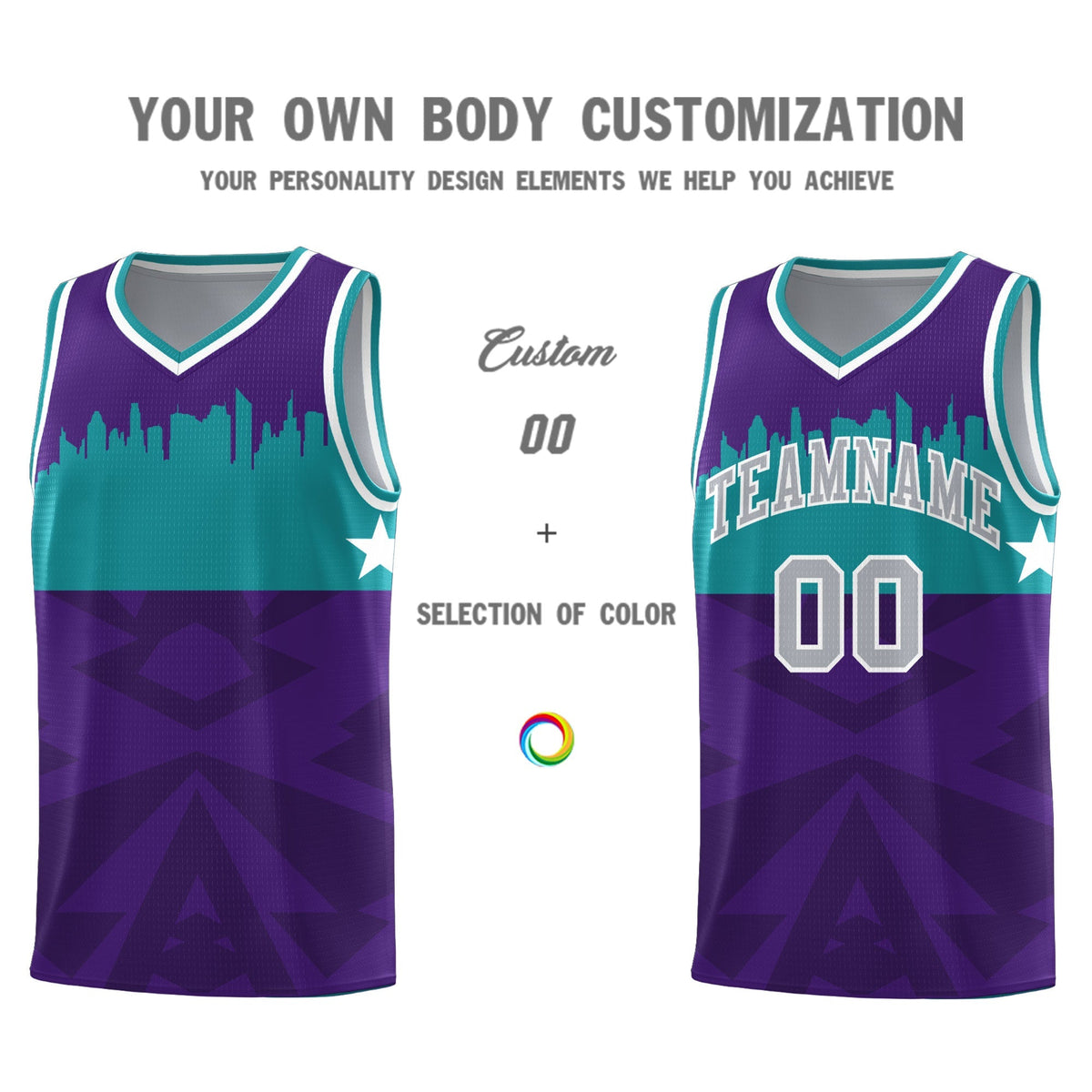 Custom Purple Personalized City Silhouette Pattern Sports Uniform Basketball Jersey|KXKSHOP