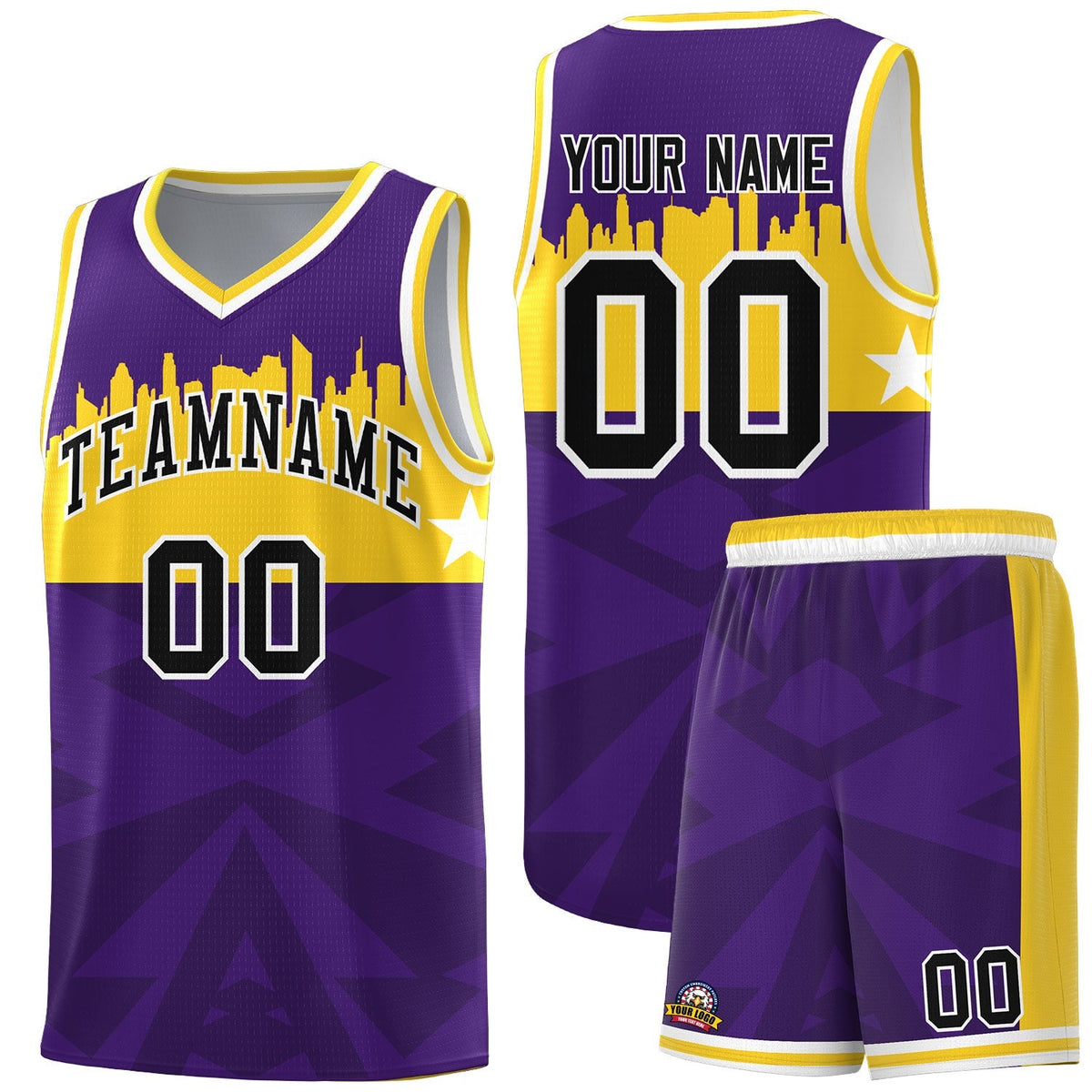 Custom Purple Personalized City Silhouette Pattern Sports Uniform Basketball Jersey|KXKSHOP