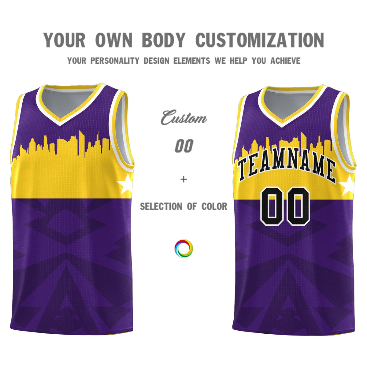 Custom Purple Personalized City Silhouette Pattern Sports Uniform Basketball Jersey|KXKSHOP