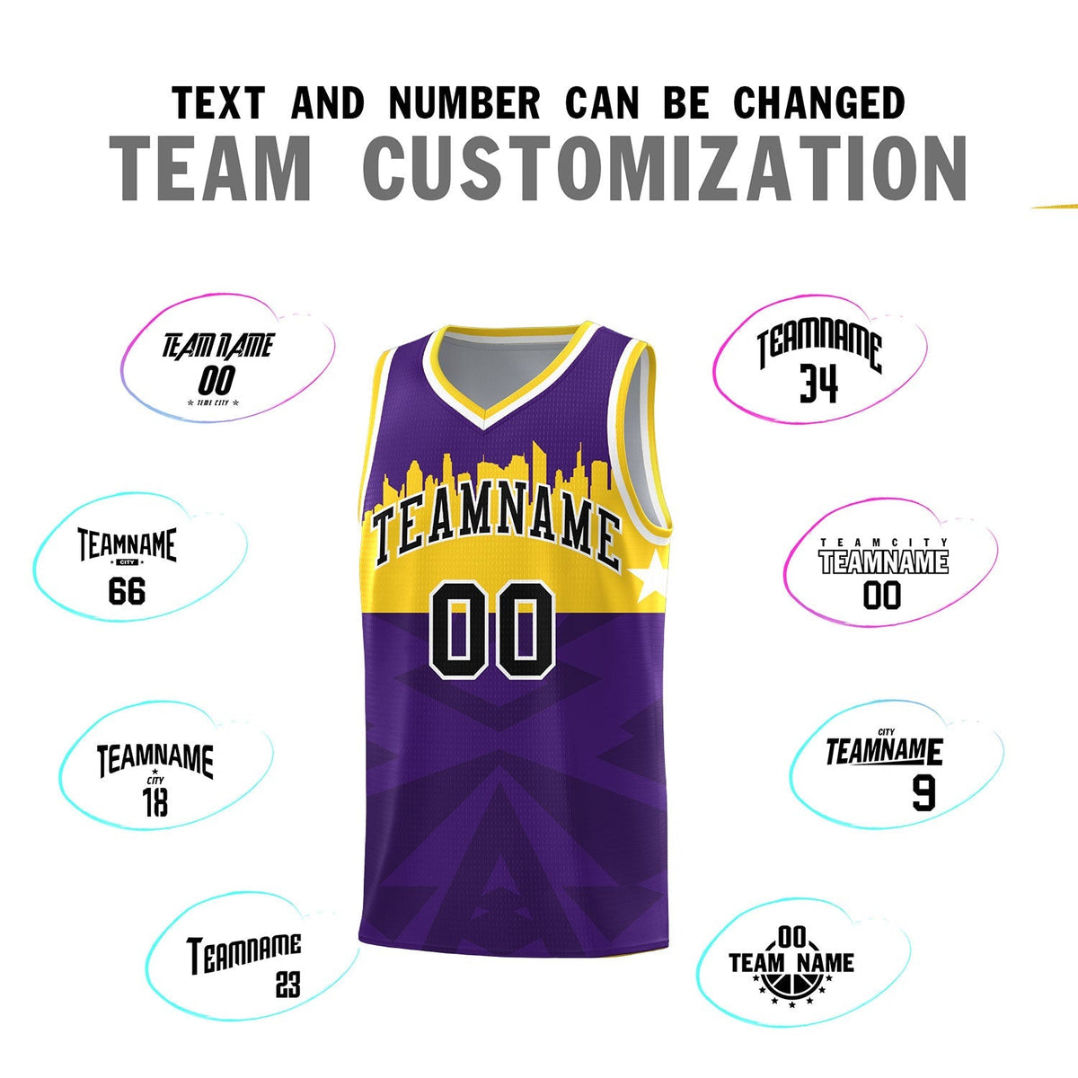 Custom Purple Personalized City Silhouette Pattern Sports Uniform Basketball Jersey|KXKSHOP