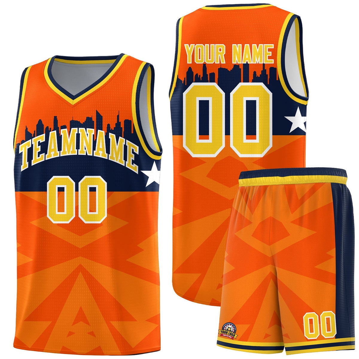 Custom Orange Personalized City Silhouette Pattern Sports Uniform Basketball Jersey|KXKSHOP
