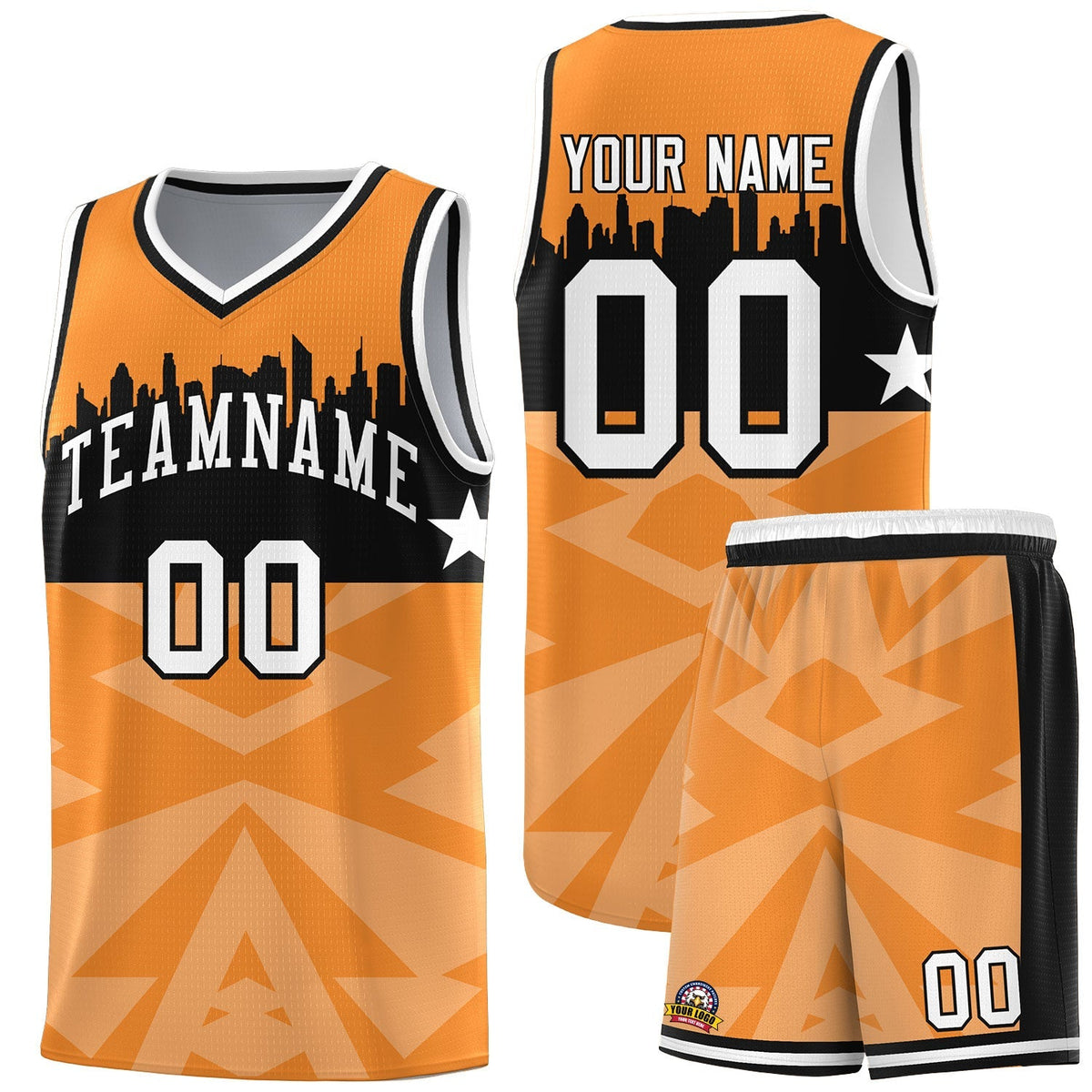 Custom Orange Personalized City Silhouette Pattern Sports Uniform Basketball Jersey|KXKSHOP