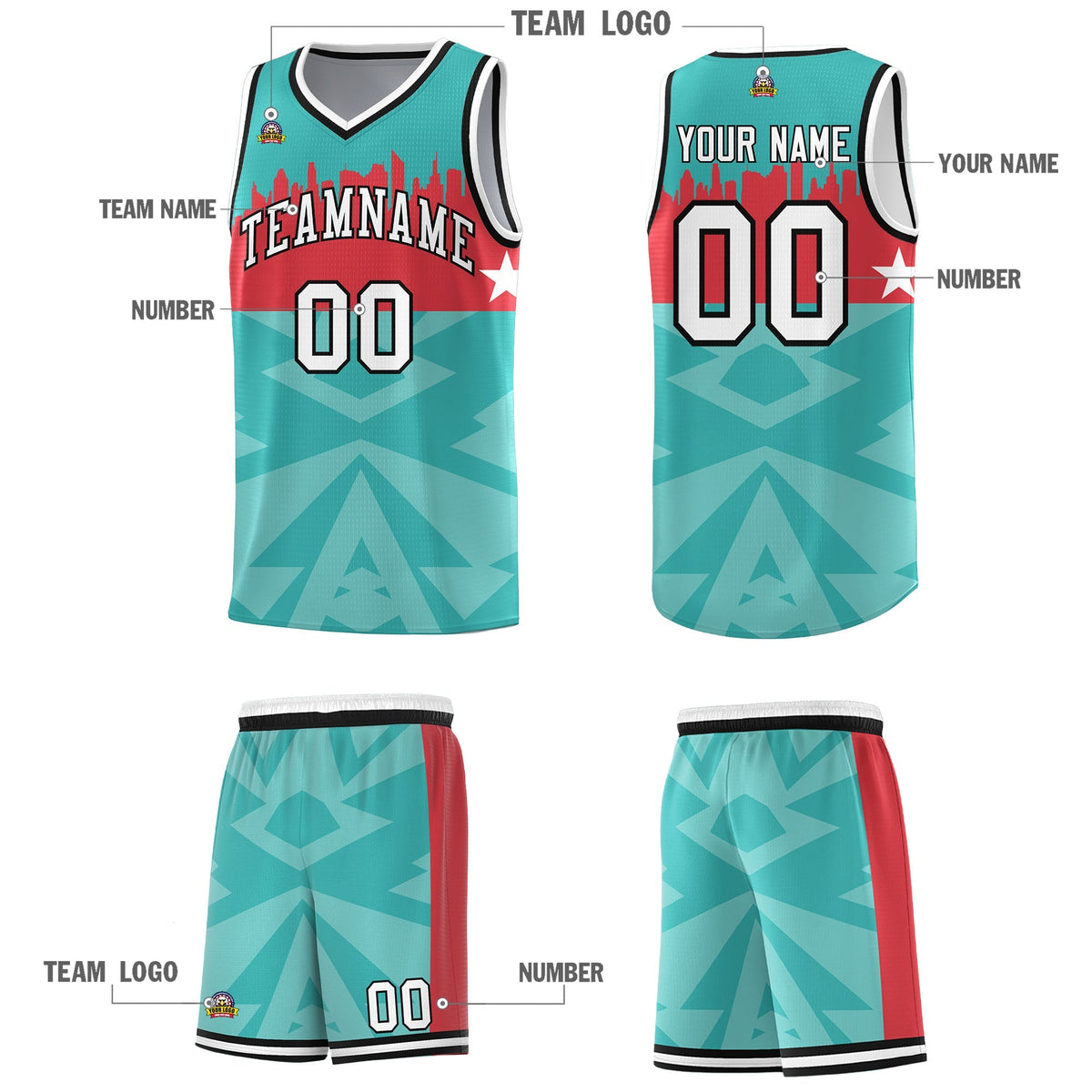 Custom Bright Green Personalized City Silhouette Pattern Sports Uniform Basketball Jersey|KXKSHOP