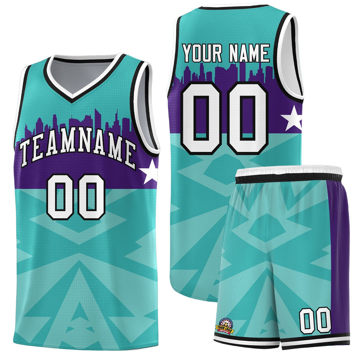 Custom Bright Green Personalized City Silhouette Pattern Sports Uniform Basketball Jersey|KXKSHOP