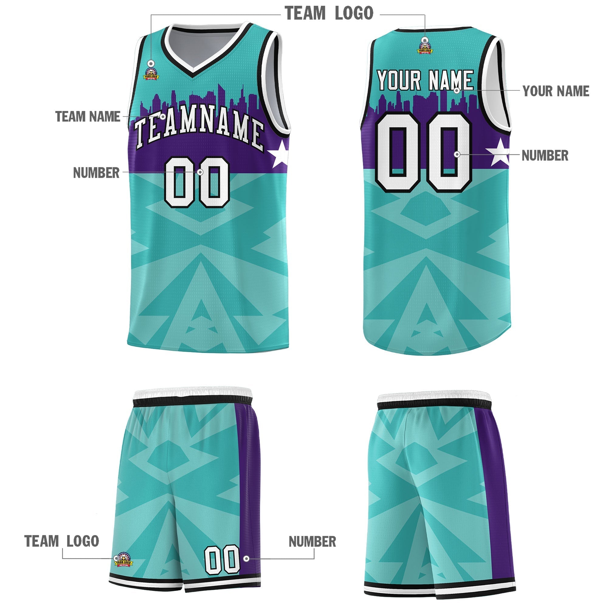 Custom Bright Green Personalized City Silhouette Pattern Sports Uniform Basketball Jersey|KXKSHOP