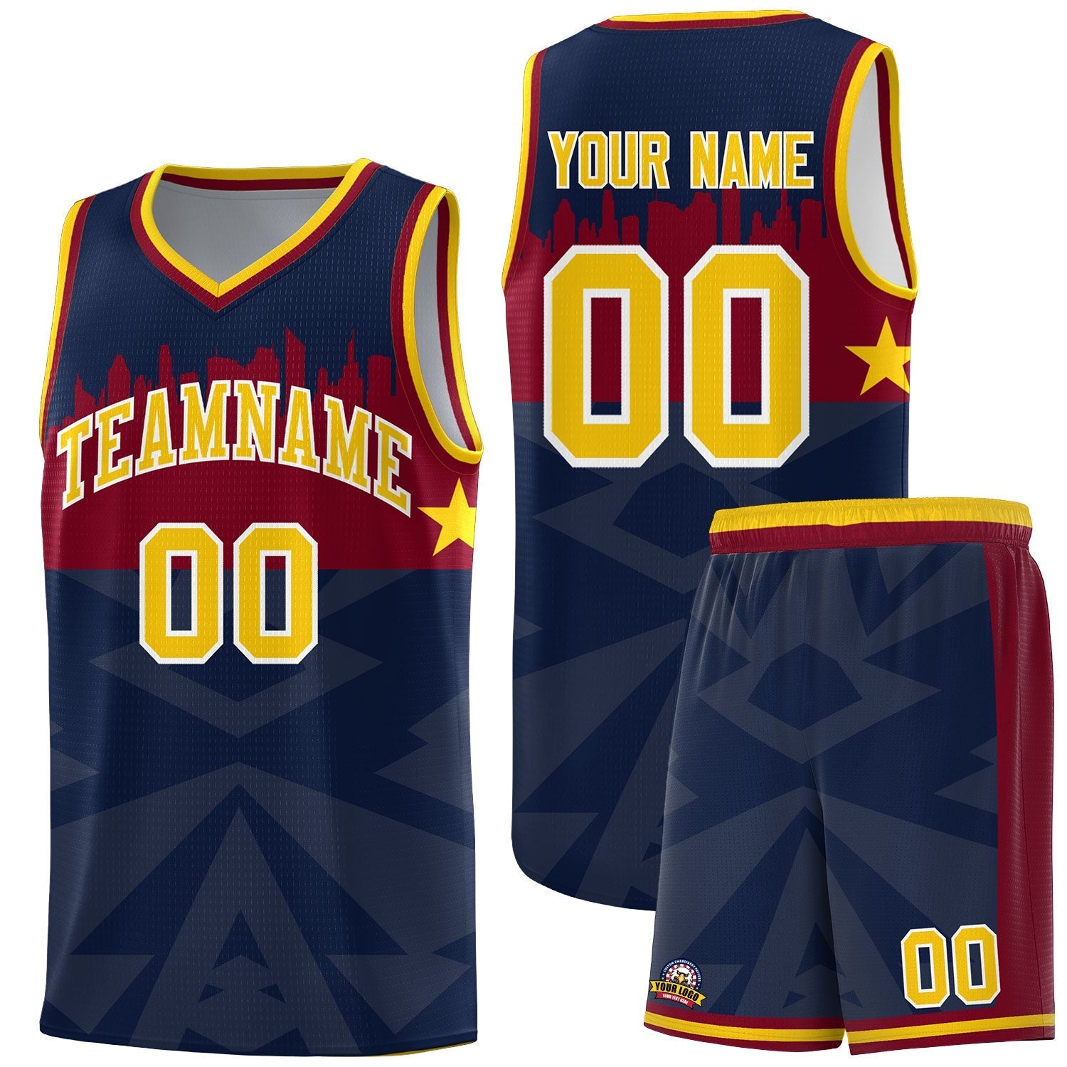 Custom Navy Personalized City Silhouette Pattern Sports Uniform Basketball Jersey|KXKSHOP