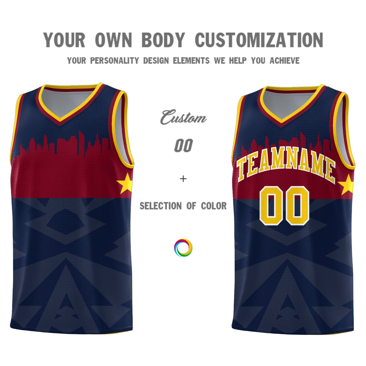 Custom Navy Personalized City Silhouette Pattern Sports Uniform Basketball Jersey|KXKSHOP