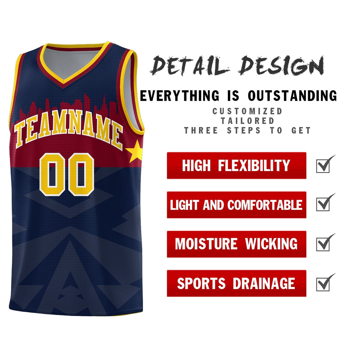 Custom Navy Personalized City Silhouette Pattern Sports Uniform Basketball Jersey|KXKSHOP