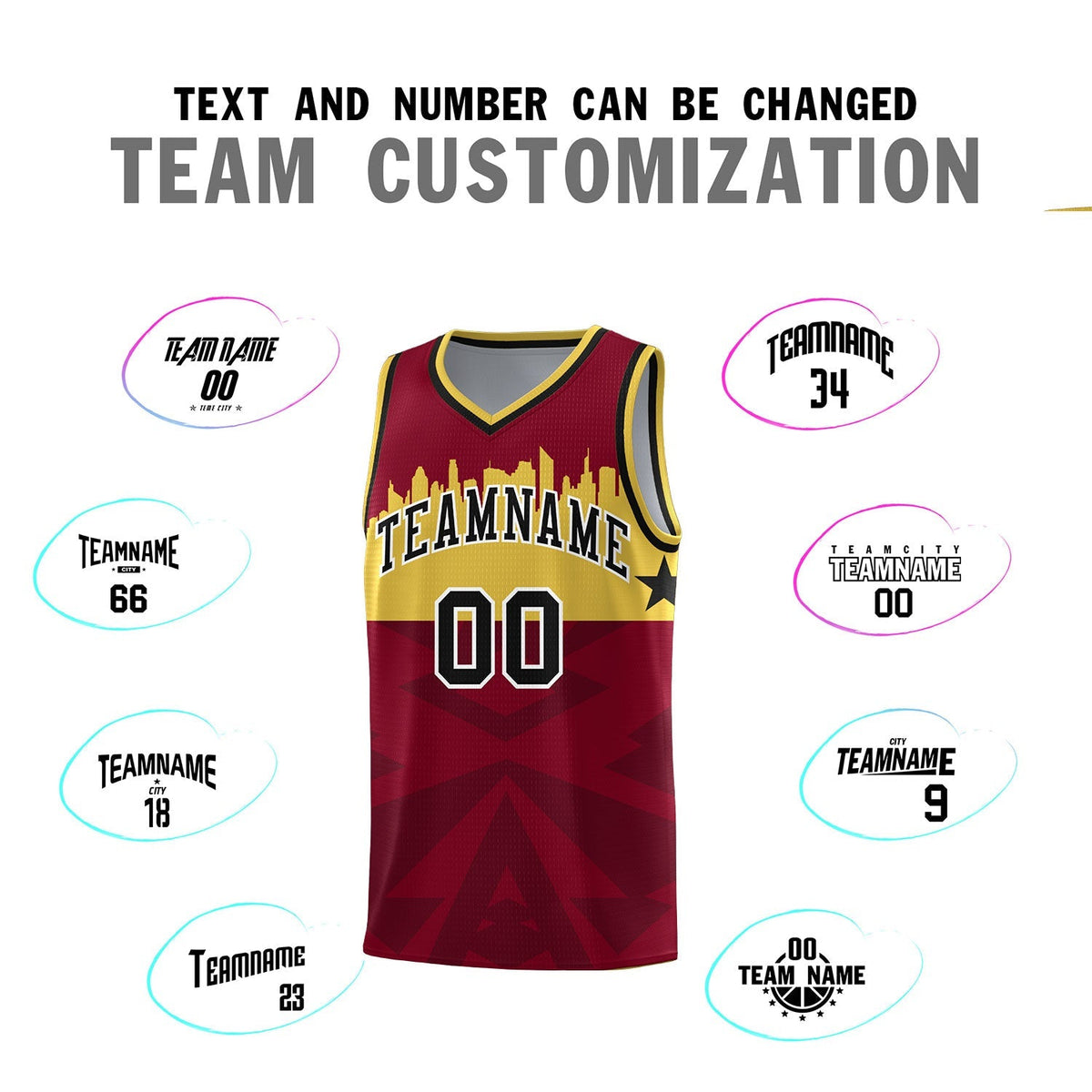Custom Crimson Personalized City Silhouette Pattern Sports Uniform Basketball Jersey|KXKSHOP