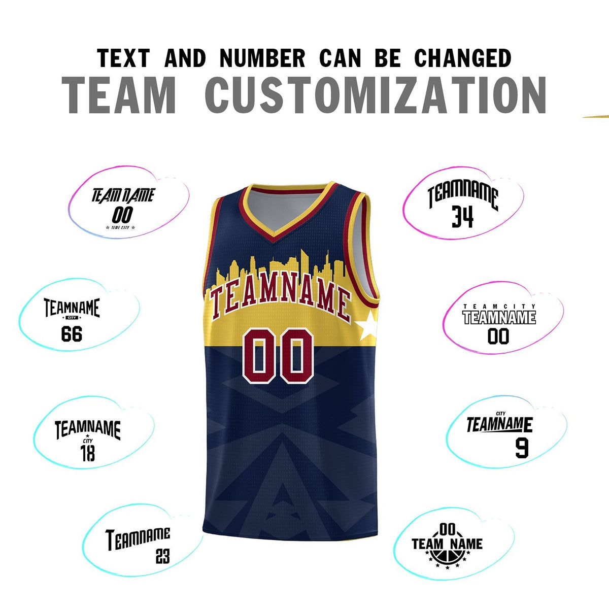 Custom Navy Personalized City Silhouette Pattern Sports Uniform Basketball Jersey|KXKSHOP